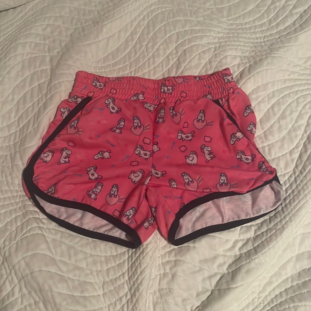 Hi im selling fluffy unicorn kids shorts worn once